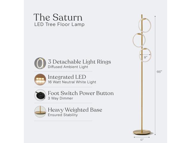 Brightech Saturn Floor Lamp, Great Living Room Decor, Tall Tree Lamp for Offices, Contemporary Lamp for Living Rooms, Standing Lamp With 3 LED...