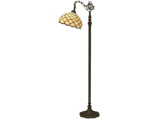 WERFACTORY Tiffany Floor Lamp Cream Amber Stained Glass Bead Arched Lamp 12X18X64 Inch Gooseneck Adjustable Corner Standing Reading Light Decor...