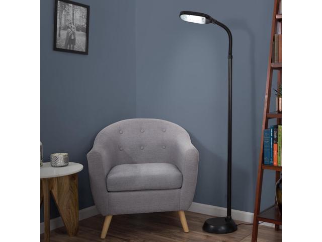 Bedford Home Floor Lamp - Full Spectrum Natural Sunlight Lamp with Bendable Neck - Reading, Craft, Studying, and Esthetician Light (Black)