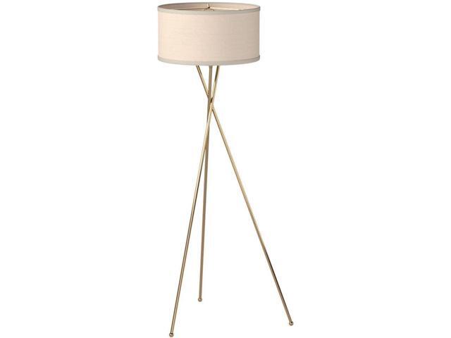 Brightech Jaxon LED Floor lamp, Modern Lamp for Living Rooms & Offices, Tall Lamp with Contemporary Drum Shade, Gold Tripod Standing Lamp for...
