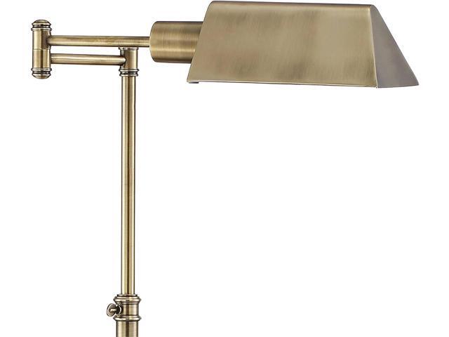 Regency Hill Jenson Traditional Metal Adjustable Pharmacy Floor Lamp Swing Arm 54' Tall Aged Brass Metal Shade Standing Pole Light for Living Room...