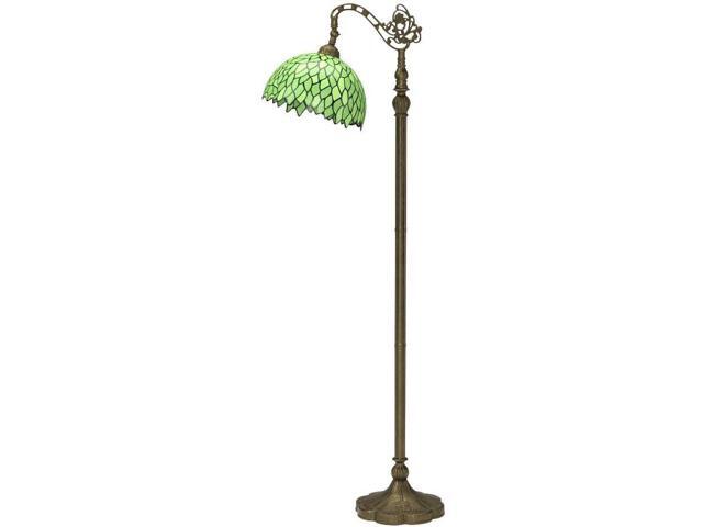 WERFACTORY Tiffany Lamp Floor Green Wisteria Stained Glass Arched Lamp 12X18X64 Inches Gooseneck Adjustable Corner Standing Reading Light Decor...