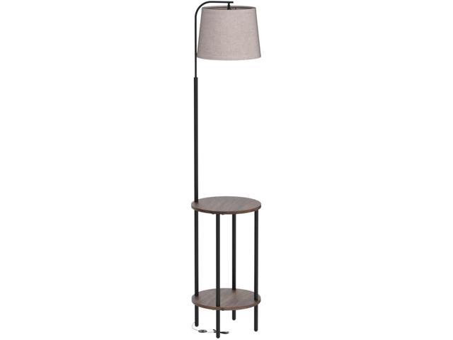 DEWENWILS Floor Lamp with Table Attached, Farmhouse Narrow Nightstand, Wooden End Side Table Floor Lamp, Adjustable Reading Lamp for Bedroom,...