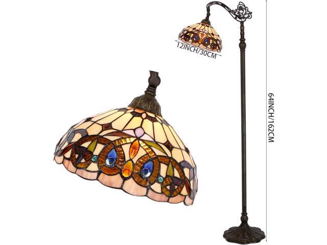 WERFACTORY Tiffany Floor Lamp Stained Glass Serenity Victorian Arched Lamp 12X18X64 Inches Gooseneck Adjustable Corner Standing Reading Light Decor...