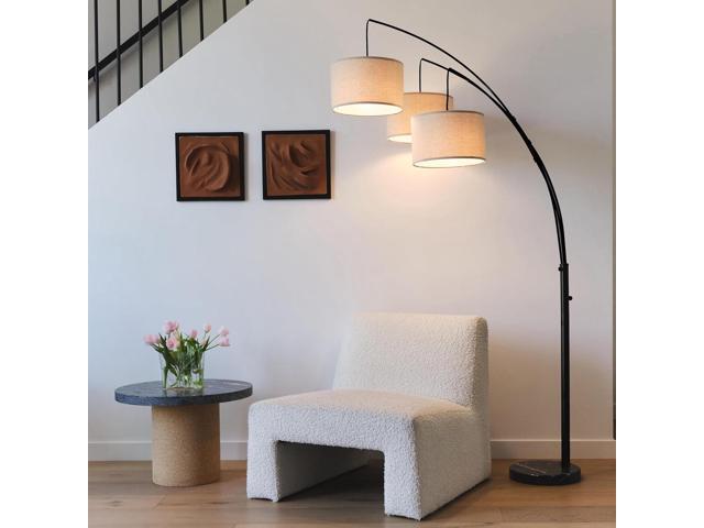 Brightech Trilage Arc Floor Lamp for Living Room, Multi Head Tree Floor Lamp for Bedroom, 3 Lights Standing Lamps Hanging Over The Couch - Black