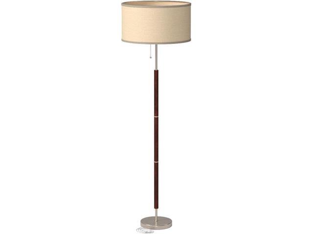 Brightech Carter LED Floor Lamp, Drum Shade Tall Lamp with Walnut Wood Finish, Great Living Room Décor, Mid-Century Lamp for Living Rooms &...