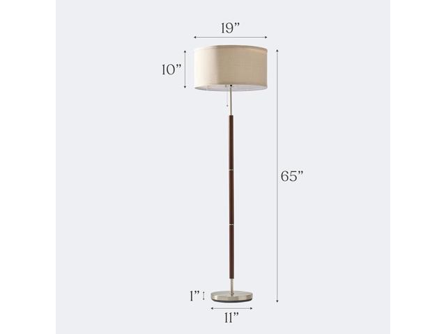 Brightech Carter LED Floor Lamp, Drum Shade Tall Lamp with Walnut Wood Finish, Great Living Room Décor, Mid-Century Lamp for Living Rooms &...