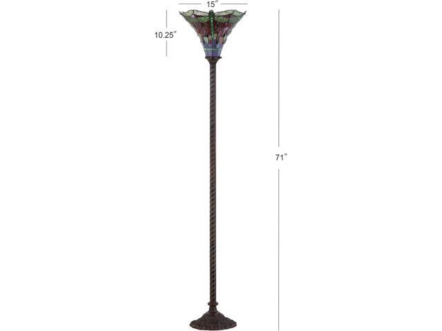 JONATHAN Y JYL8002B Dragonfly Tiffany-Style 71' Torchiere Floor Lamp, Tiffany, Traditional, Art Nouveau Style, Elegant, Office, Living Room, Family...