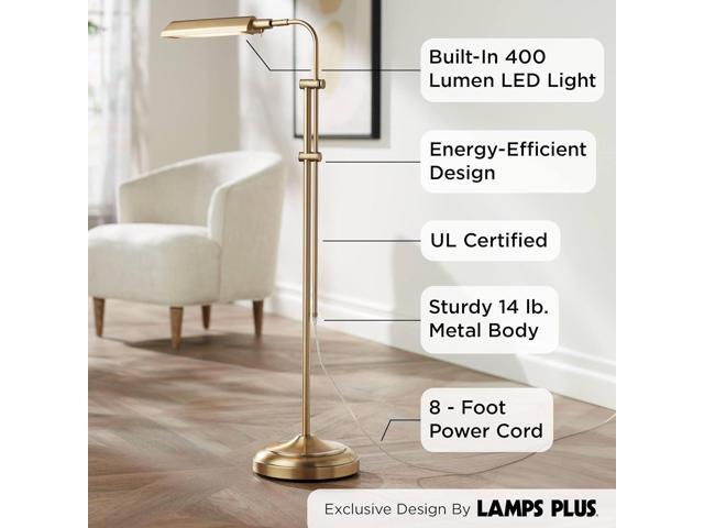 360 Lighting Culver Traditional Pharmacy Floor Lamp Standing LED Adjustable Height Plated 57' Tall Aged Brass Metal Shade Pole Light for Living...
