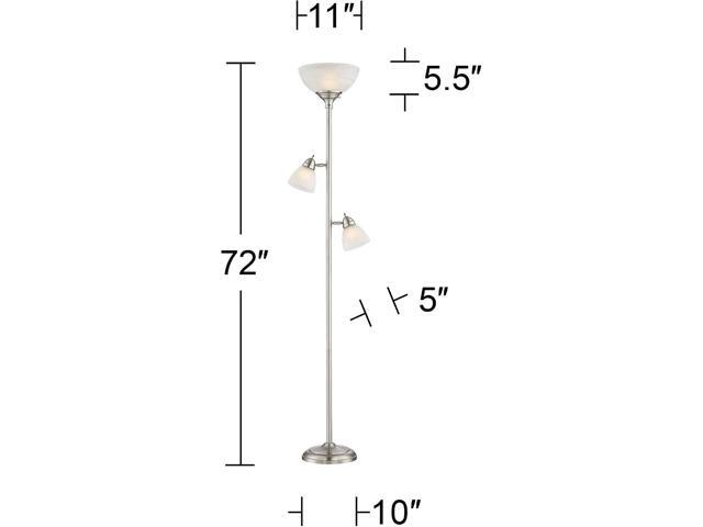 360 Lighting Ellery Modern Tree Torchiere Floor Lamp Standing 3-Light 72' Tall Brushed Nickel Silver Frosted White Glass Shade Decor for Living...
