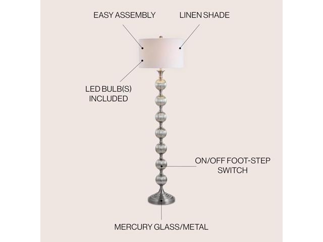 JONATHAN Y JYL1019A Oslo 60.5' Glass/Metal LED Floor Lamp, Contemporary, Modern, Traditional, Elegant, Office, Living Room, Family Room, Dining...