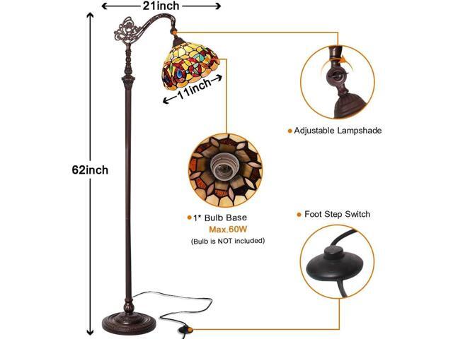 Capulina Tiffany Floor Lamp H62 Tall Inlaid Crystal Victorian Style Stained Glass Soft Light Arched Gooseneck Adjustable Angle Reading Lamp for...