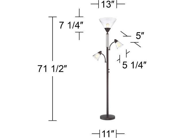 Franklin Iron Works Warwick Industrial Torchiere Tree Floor Lamp LED 3-Light Edison 71.5' Tall Tiger Bronze Metal Clear Seedy Glass Shade for...