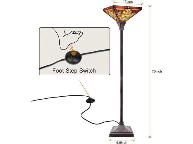 Capulina Tiffany Lamp Stained Glass Torchiere Floor Lamp,12x12x70 Inches Industrial Blackish Bronze Pole Amber Brown Antique Tiffany Style Torch...