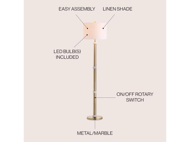 JONATHAN Y JYL1088A Gregory 60.5' Metal/Marble LED Floor Lamp Contemporary,Transitional for Bedrooms, Living Room, Office, Reading, BrassGold/White