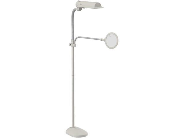OttLite 18w EasyView Standing Floor Lamp with Optical Grade 3X Magnifier Attachment Arm & Flexible Neck - Wide Wing Shade with Modern Design for...
