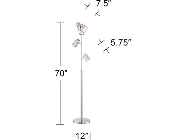 Possini Euro Design Nuovo Modern Task Floor Lamp Tree 3-Light 70' Tall Brushed Nickel Silver Adjustable Bullet Heads Bright Lighting for Living...