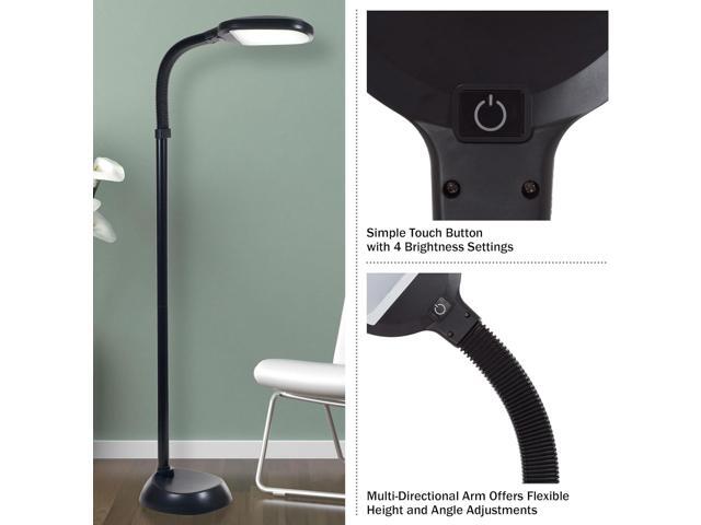 Lavish Home Adjustable LED Floor Lamp with Bendable Neck - Full Spectrum Natural Sunlight LED Lamp for Bedroom and Living Room - Reading, Craft,...
