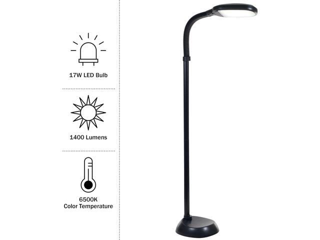 Lavish Home Adjustable LED Floor Lamp with Bendable Neck - Full Spectrum Natural Sunlight LED Lamp for Bedroom and Living Room - Reading, Craft,...