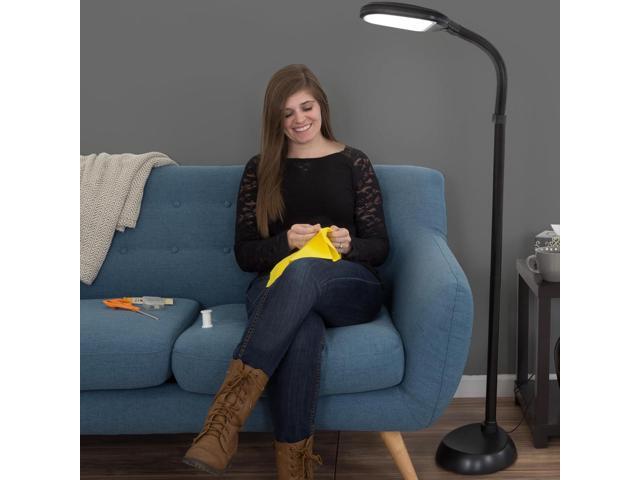 Lavish Home Adjustable LED Floor Lamp with Bendable Neck - Full Spectrum Natural Sunlight LED Lamp for Bedroom and Living Room - Reading, Craft,...