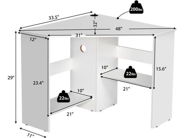 Tangkula White Corner Desk - 90 Degrees Triangle for Computer, Small Space, Bedroom, Makeup Vanity Desk with Storage Shelves & CPU Stand, Space...