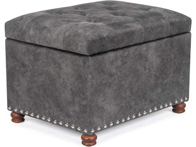 Homebeez Storage Ottoman Bench Foot Rest Stool Coffee Table with Lift Top (Gray)