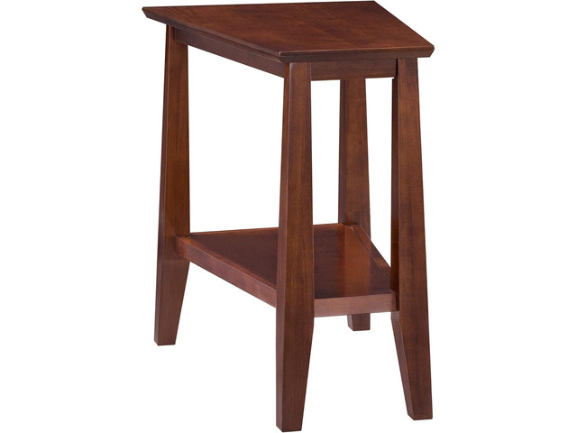 Delton 24 in. Solid Wood Recliner Wedge Side End Side Table with Shelf, Sienna Brown Leick Home, 10402