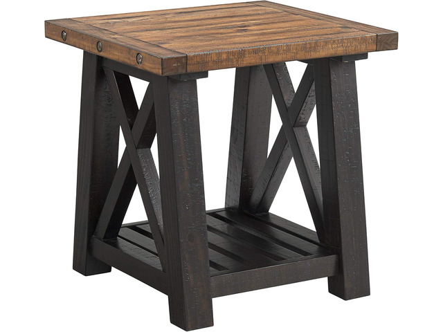 Martin Svensson Home Bolton Solid Wood End Table, Black and Natural