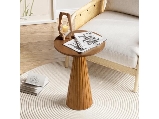 Pedestal Small Drink Table Round Martini Table Wood Plant Stand End Table for Small Space Living Room, Bedroom, Walnut