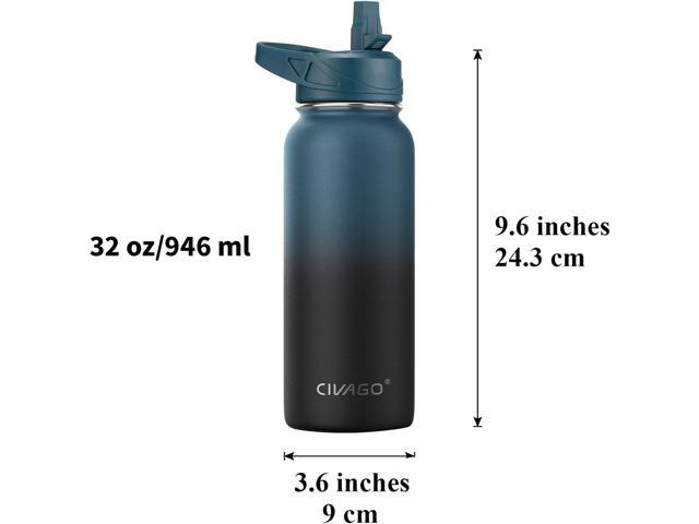 CIVAGO 32 oz Insulated Water Bottle With Straw, Stainless Steel Sports Water Cup Flask with 3 Lids (Straw, Spout and Handle Lid), Wide Mouth Travel...