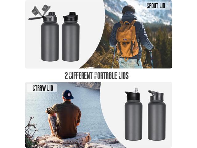 32 oz Insulated Water Bottle Bulk 8 Pack, Stainless Steel Sports Water Bottles with Straw Lid & Wide Mouth Lids, Double Walled Vacuum, Leak Proof,...