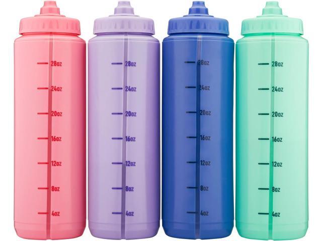 Hydra Cup Sport [4 Pack] 32 oz Squeeze Water Bottles, Fast Flow Sports Water Bottle with Ball Blender Whisk, Bike & Cycling Water Bottle, Travel To...