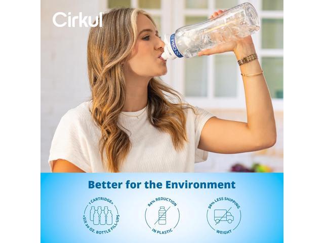 Cirkul 32oz. BPA-Free Plastic Water Bottle Starter Kit with Navy Lid, 2 Flavor Cartridges (1 LifeSip Blueberry Grape, 1 GoSip Kiwi Berry) Zero...