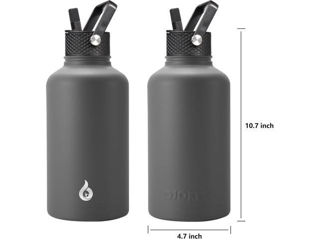 BJPKPK Half Gallon Insulated Water Bottles with Straw Lid, 64oz Large Water Jug, Stainless Steel Bottles with 3 Lids and Paracord Handle, Thermos...