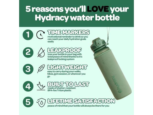 Hydracy Water Bottle with Time Marker -Large BPA Free Water Bottle & No Sweat Sleeve -Leak Proof Gym Bottle with Fruit Infuser Strainer & Times to...