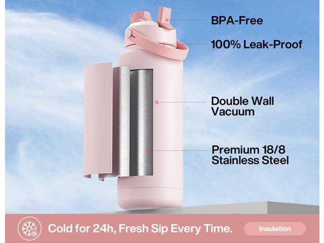 40 oz Insulated Water Bottle with 2-in-1 Straw and Spout Lid, Keep Cold 24H, Leak-Proof, BPA-Free, Double Wall Stainless Steel Water Bottle for...