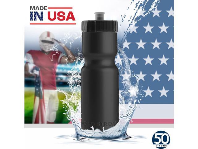 50 Strong Bulk Water Bottles 24 Pack Sports Bottle 22 oz. BPA-Free Easy Open with Pull Top Cap Made in USA Reusable Plastic Water Bottles...