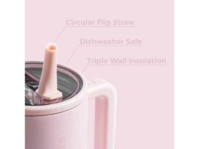 HydroJug Traveler - 40 oz Water Bottle with Handle & Flip Straw - Fits in Cup Holder, Leak Resistant Tumbler-Reusable Insulated Stainless Steel &...