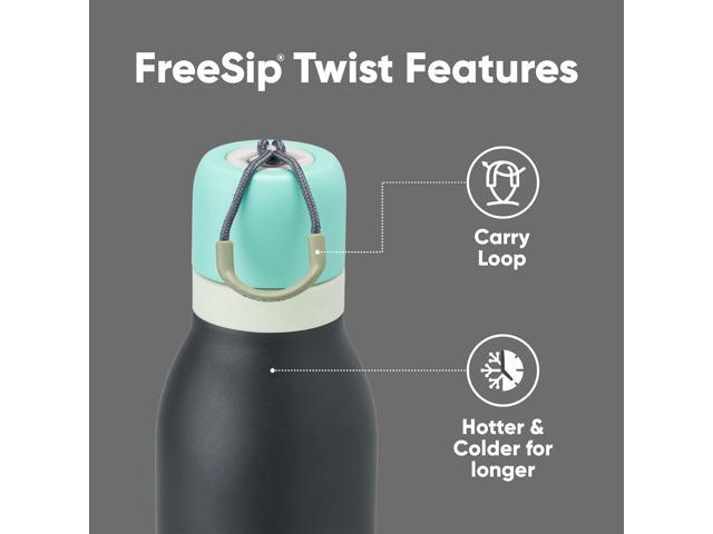 Owala FreeSip Twist Insulated Stainless Steel Water Bottle with Straw for Sports and Travel, BPA-Free, 24-oz, Blue/Grey (Foggy Tide)