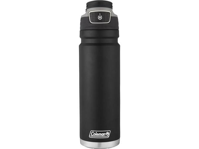 Coleman FreeFlow AutoSeal Stainless Steal Water Bottle, 24oz, Black