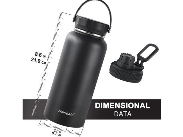 Navigate 32 oz Insulated Stainless Steel Sports Water Bottle with Spout & Handle Lids,Wide Mouth Water Jug with Double Walled Leak Proof Keep Cold...