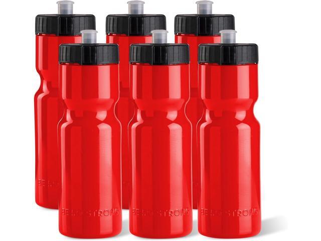 50 Strong Sports Water Bottles Reusable 22 oz BPA-Free Plastic Bottles with Pull Top Cap Made in USA Top Rack Dishwasher Safe Fits Most Bike...
