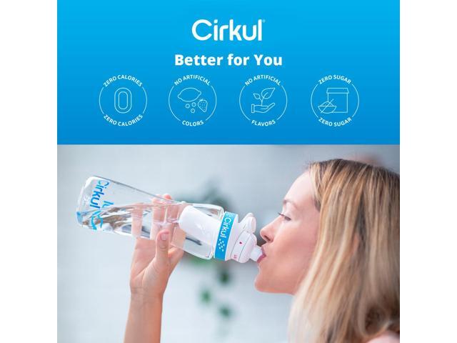 Cirkul 22oz. BPA-Free Plastic Water Bottle Starter Kit with Blue Lid, 2 Flavor Cartridges (1 LifeSip Fruit Punch, 1 FitSip Mixed Berry) Zero...