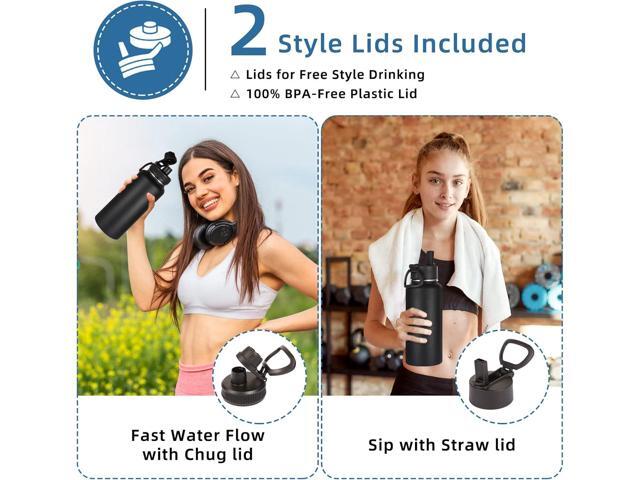 Volhoply 32oz Insulated Water Bottles Bulk 8 Pack with Straw Lid & Spout Lid,Stainless Steel Sports Water Bottle,Double Wall Vacuum Cups,Leakproof...