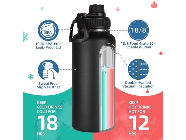 Volhoply 32oz Insulated Water Bottles Bulk 8 Pack with Straw Lid & Spout Lid,Stainless Steel Sports Water Bottle,Double Wall Vacuum Cups,Leakproof...