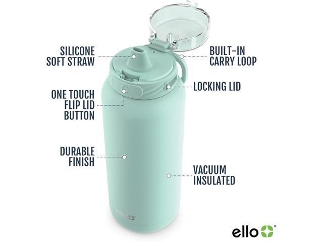 Ello Cooper 32oz Stainless Steel Water Bottle with Straw and Carry Handle, Double Walled and Vacuum Insulated Metal, Leak Proof Locking Lid with...