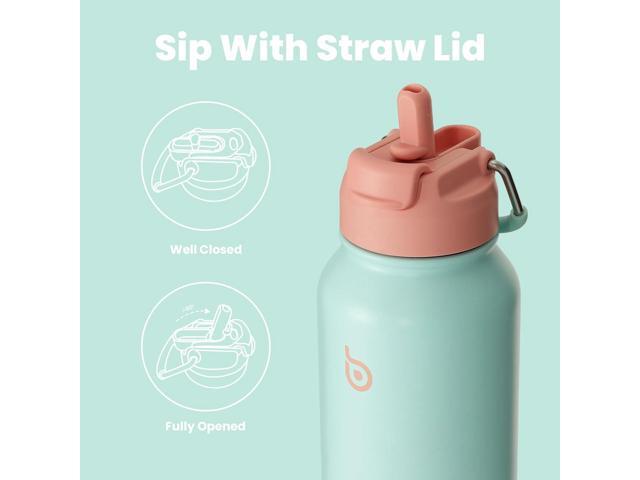 BOTTLE BOTTLE 32 oz Insulated Water Bottle Stainless Steel Sport Water Bottle with Straw Dual-use Lid Design for Gym with Pill Box (dreamy ocean)
