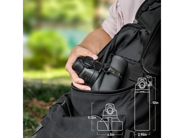 Collapsible Water Bottles 20oz, Leak Proof, BPA-Free, Foldable Silicone Travel Water Bottle with Straw Strap for Cycling, Hiking, Outdoors