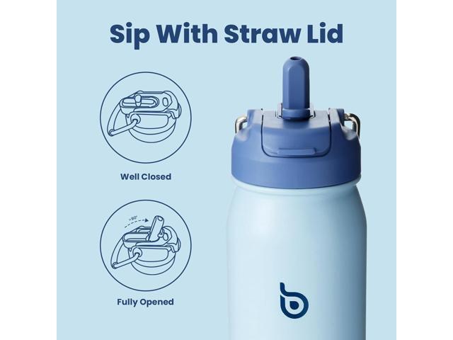 BOTTLE BOTTLE 24 oz sports water bottle stainless steel insulated water bottle with straw and pills holder (blue)