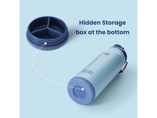 BOTTLE BOTTLE 24oz Insulated Water Bottle Stainless Steel Sport Water Bottle with Straw and Adjustable Lid Daily Pill Organizer